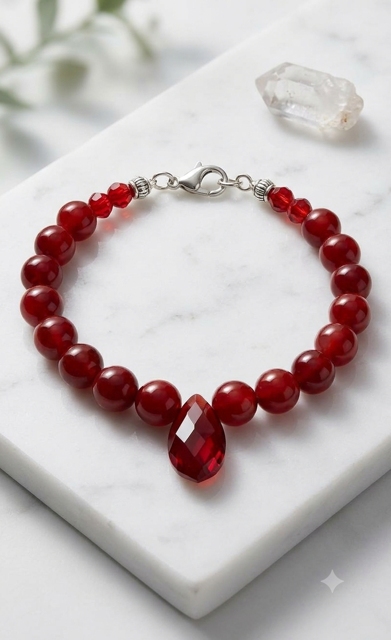 "Fiery Ember" Red Agate Teardrop